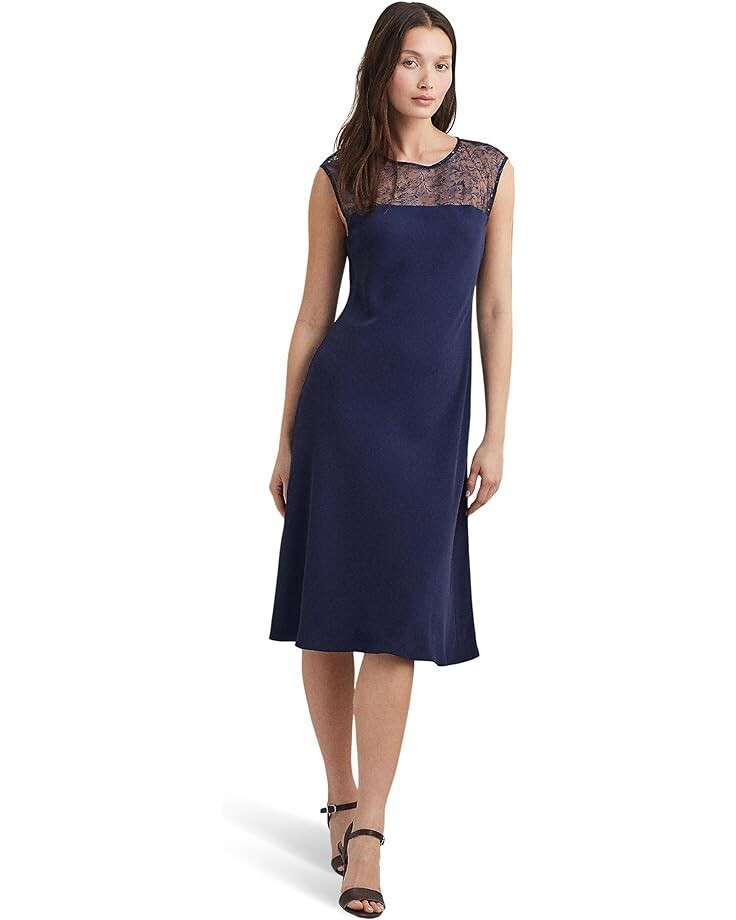 

Платье LAUREN Ralph Lauren Georgette Sleeveless Cocktail, цвет Refined Navy