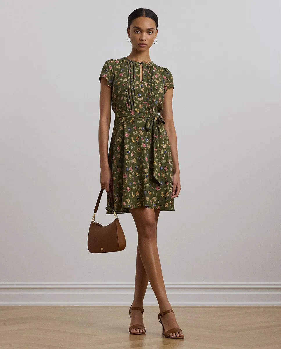 

Короткое платье с французскими рукавами Lauren Ralph Lauren, зеленый