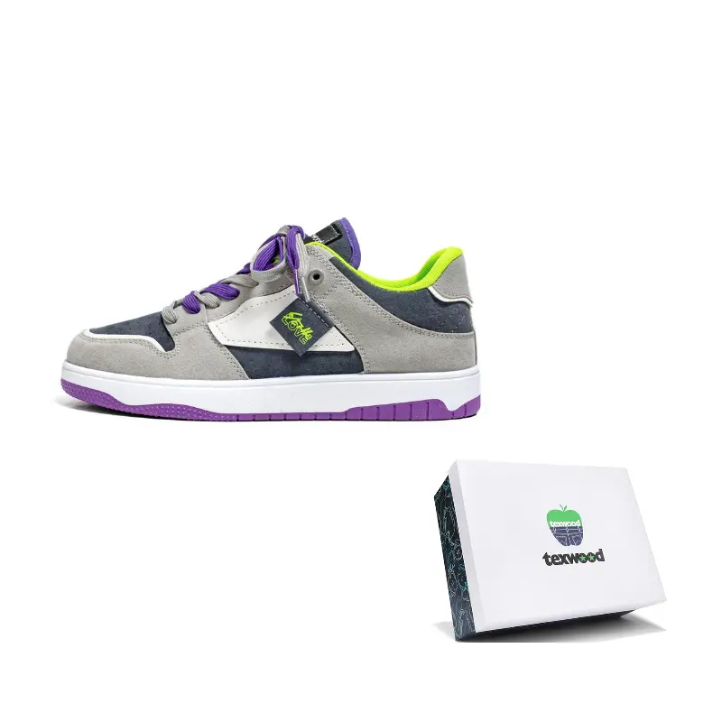 

TEXWOOD Ударопрочные, сбалансированные и легкие мужские скейтерские кроссовки низкие серо-фиолетовые, цвет Gray Purple