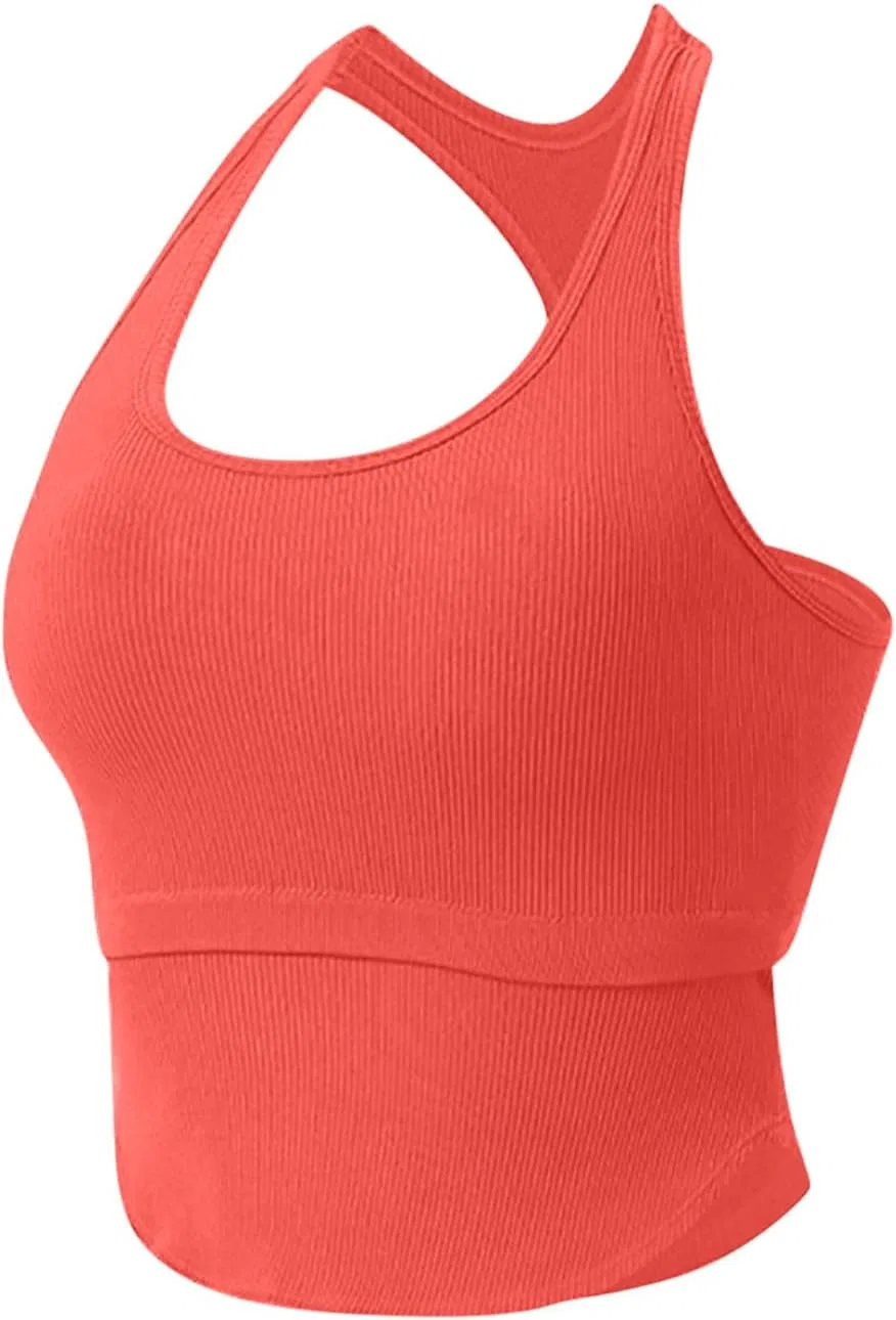 Женский топ для тренировок с встроенным бра, Racerback, Red — фото 3