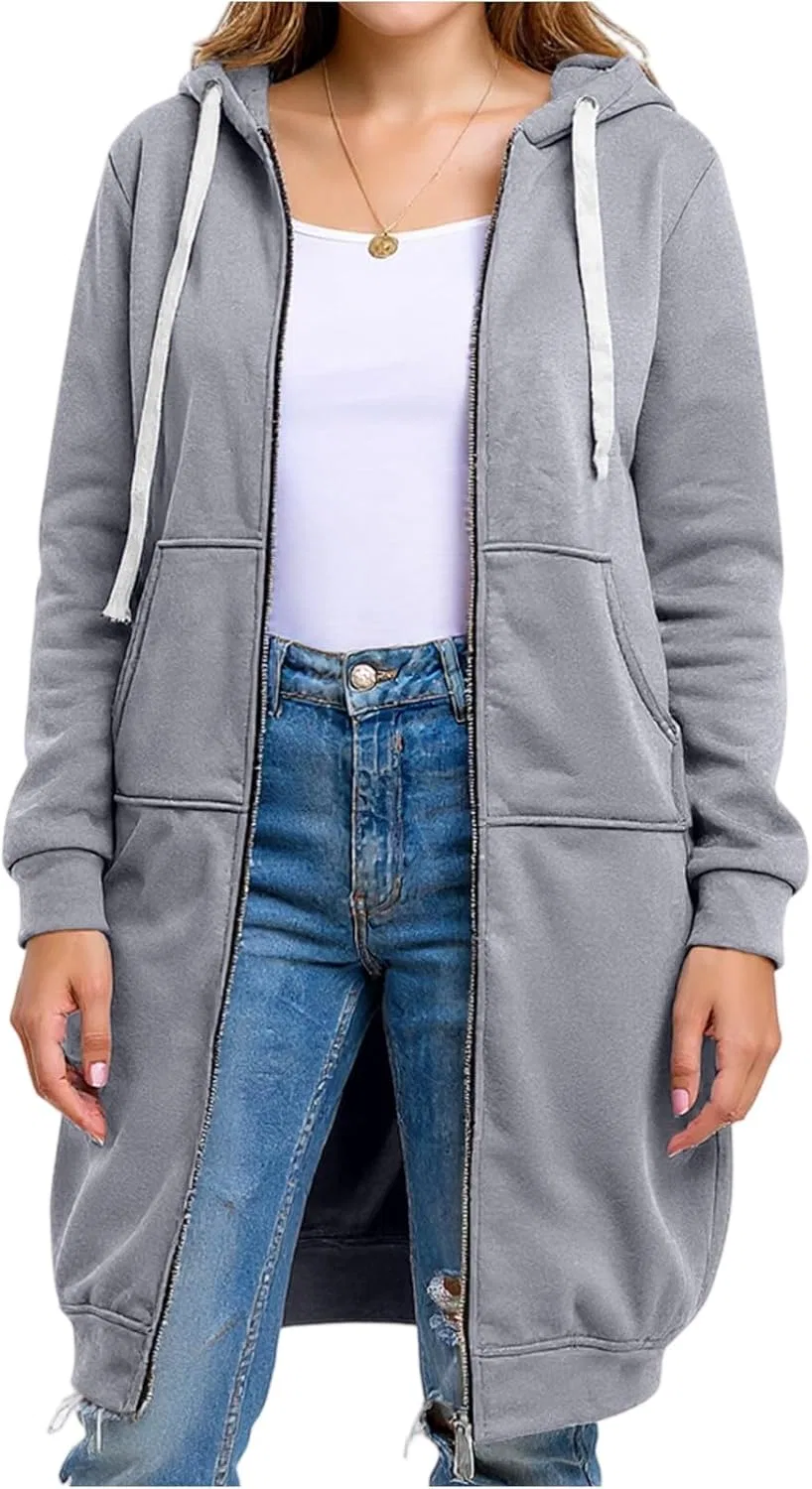 Женская худи с капюшоном на молнии, оверсайз, Light Gray