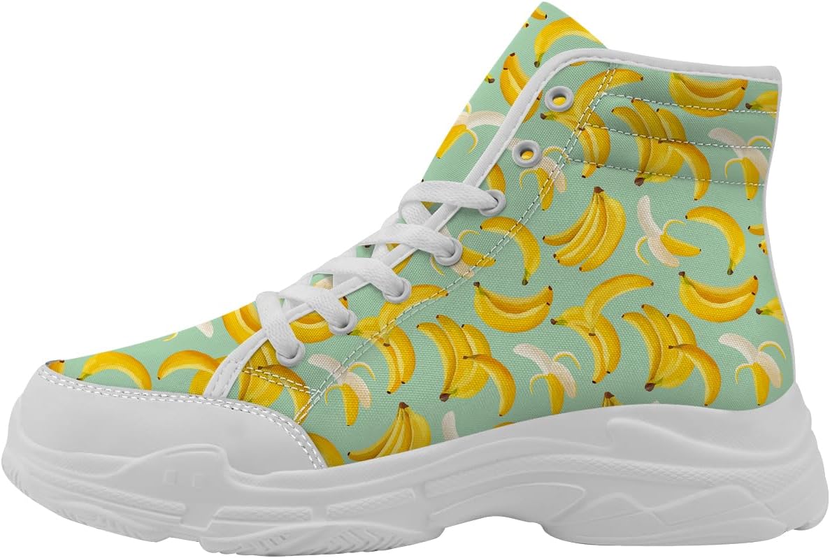 

Кеды с высоким верхом Banana для мужчин и женщин, шнурованные кеды на платформе из канвы, подарки для нее и для него Generic, зеленый/желтый