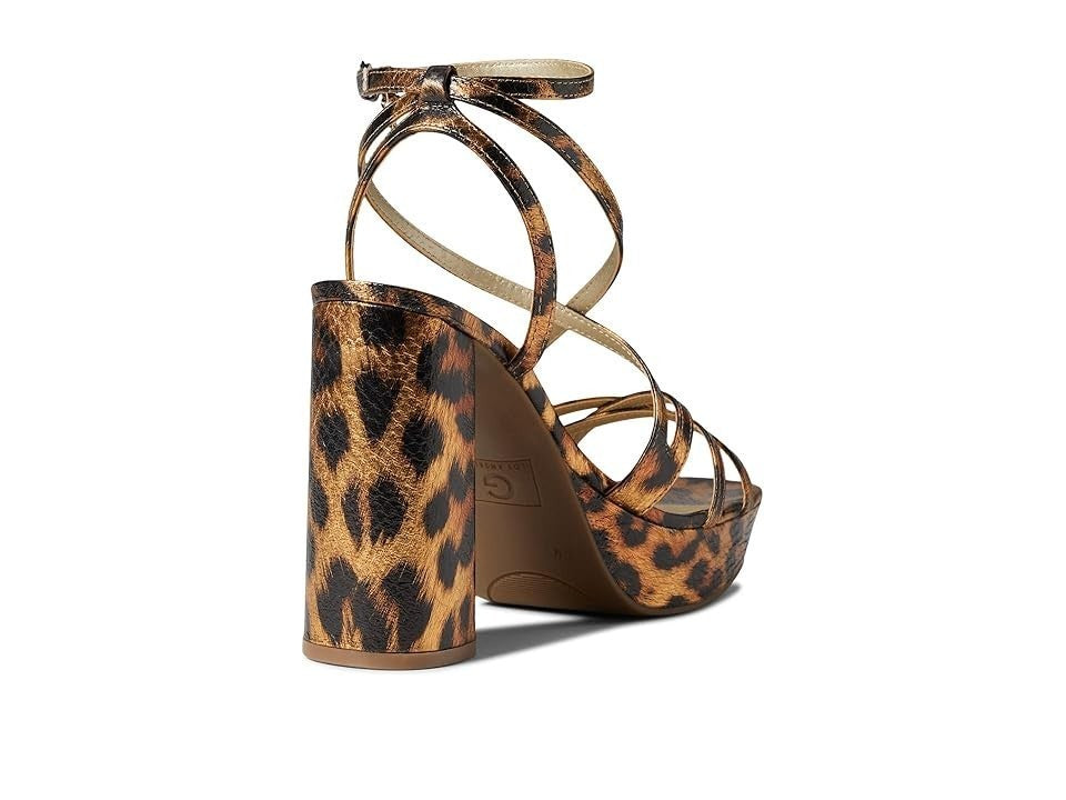 GBG Los Angeles Quinen Sandal Women's  Gold Leopard Block Heel JOBB1340 — фото 4
