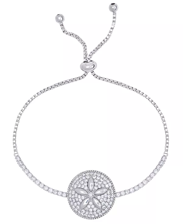 

Регулируемый браслет-боло в форме песочного доллара с кубическим цирконием, посеребренный Macy'S, silver