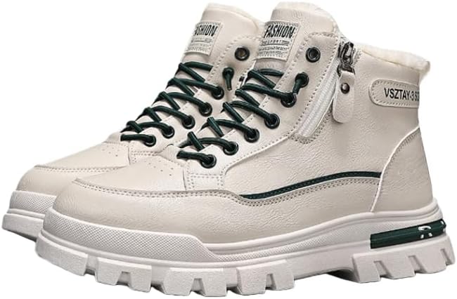 

Мужские зимние кроссовки Hhhchpm с теплой плюшевой подкладкой, противоскользящие ботинки для снега для прогулок на улице, удобная обувь для холодной погоды, бежевый