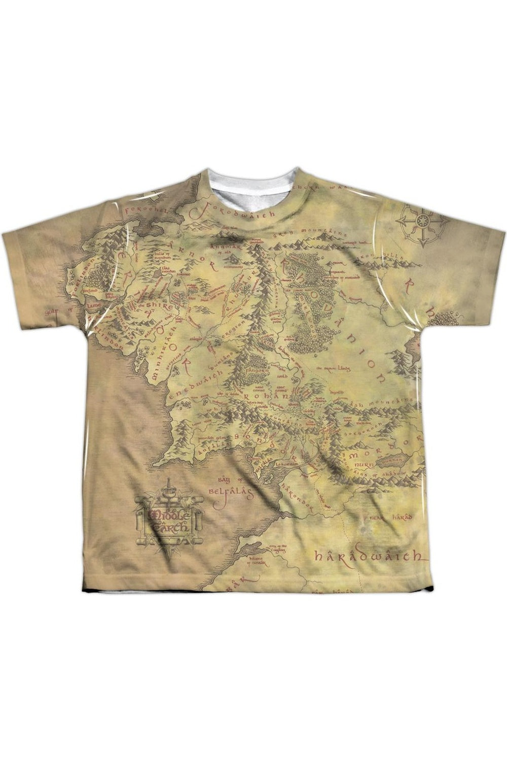 

Футболка с коротким рукавом для детей с картой Средиземья из "Властелина Колец" Gildan, белый