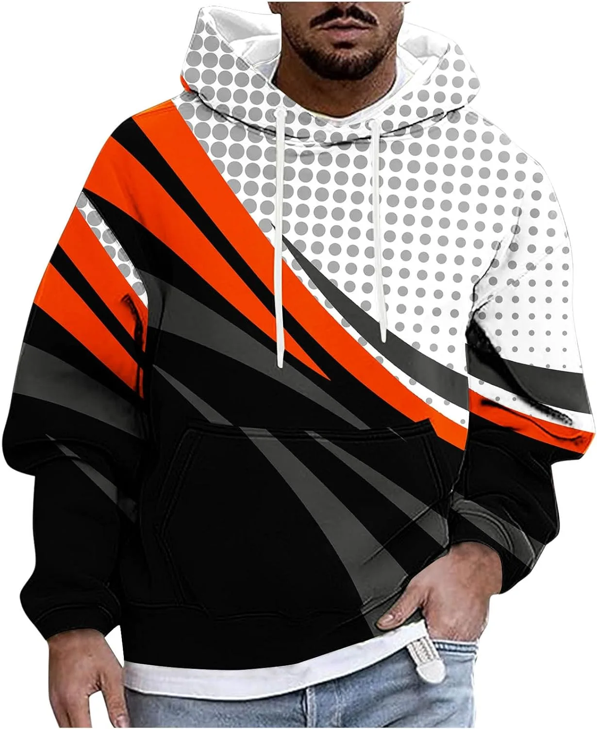 

Мужской худи с цветными блоками, мягкий, с длинными рукавами и шнурком OTSANT