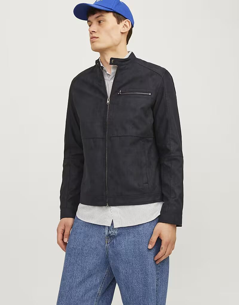 

Куртка из синтетической кожи Jack & Jones в цвете «угольно-черный»