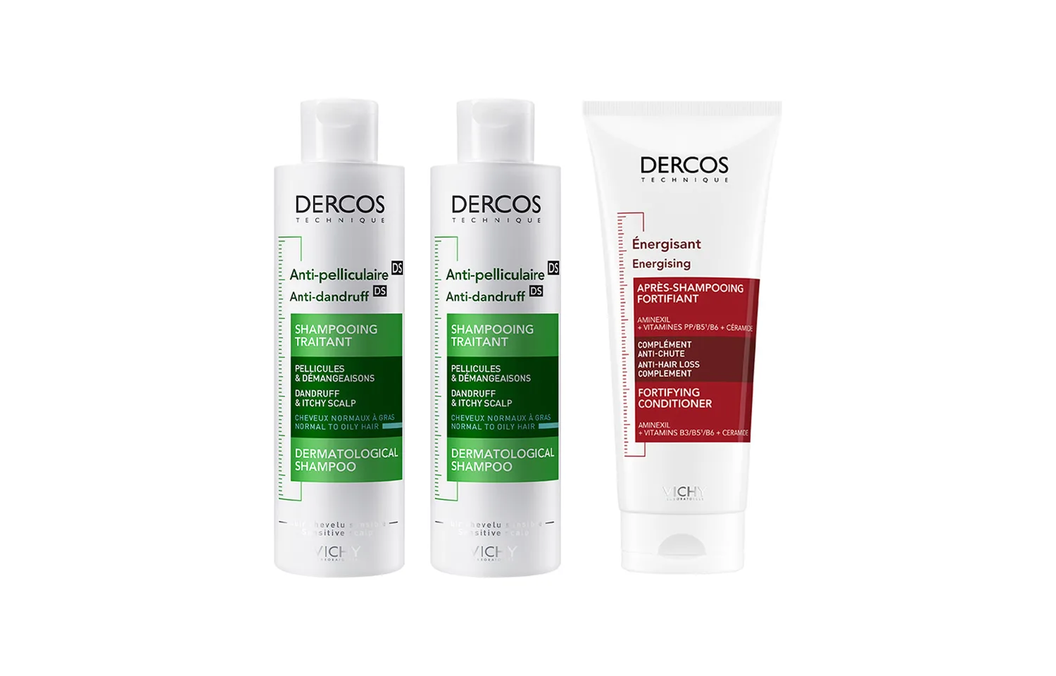 Набор шампуня и кондиционера унисекс Vichy, Three-Piece Set: Green Logo Shampoo 200ml*2+Red Logo Hair Conditioner 200ml