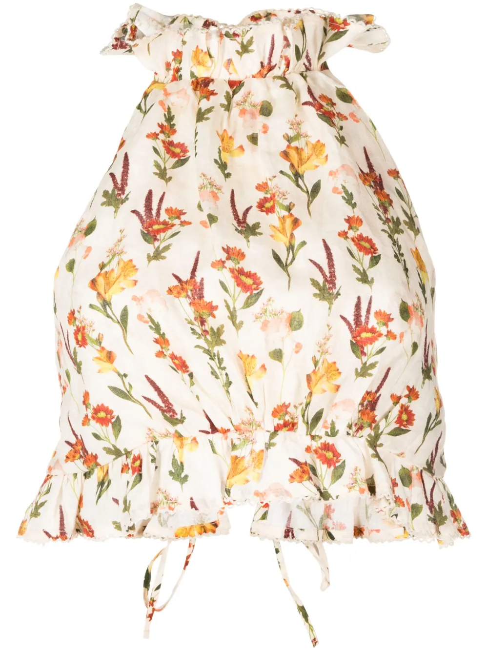 

Укороченный топ Nardo Clementina с цветочным принтом Agua By Agua Bendita, кремовый