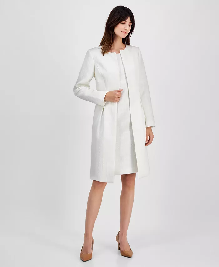 

Женское платье миди с круглым вырезом и завышенной линией шва Regular & Petite Le Suit, белый