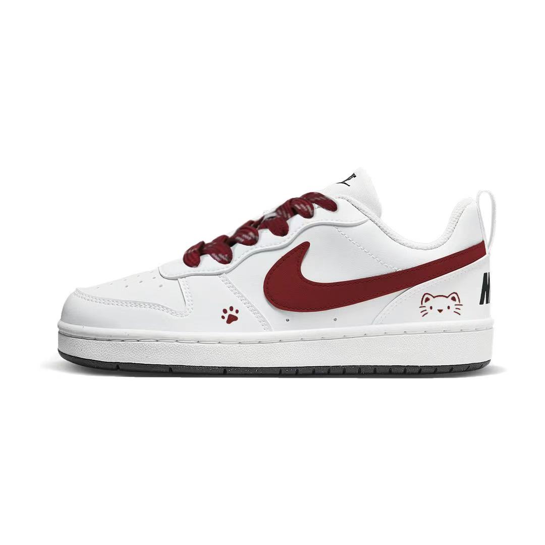 

Court Borough burgundy sweet cat устойчивые к истиранию низкие кроссовки для скейтбординга red детские Nike, белый