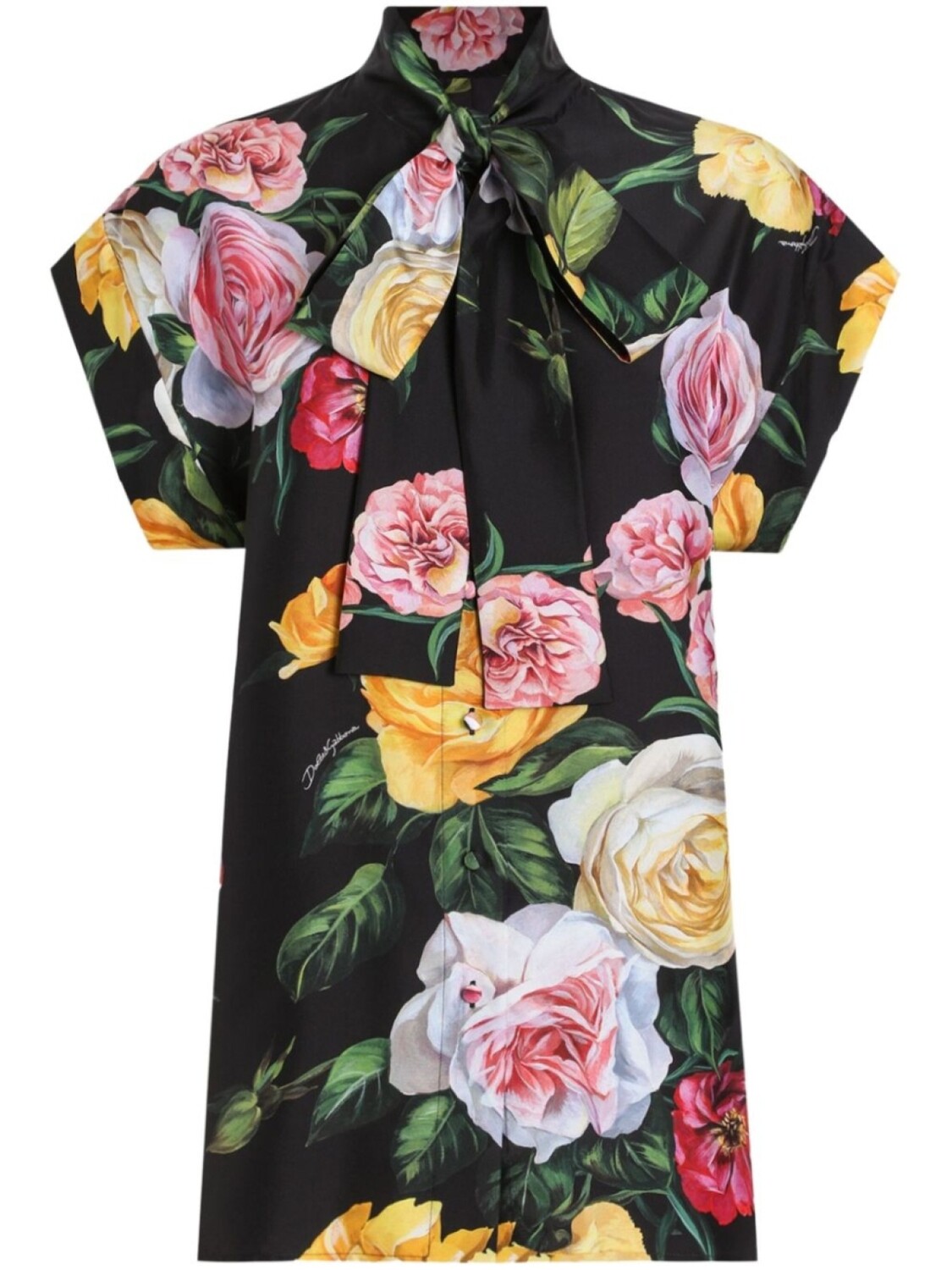 

Рубашка с принтом роз Dolce & Gabbana, черный
