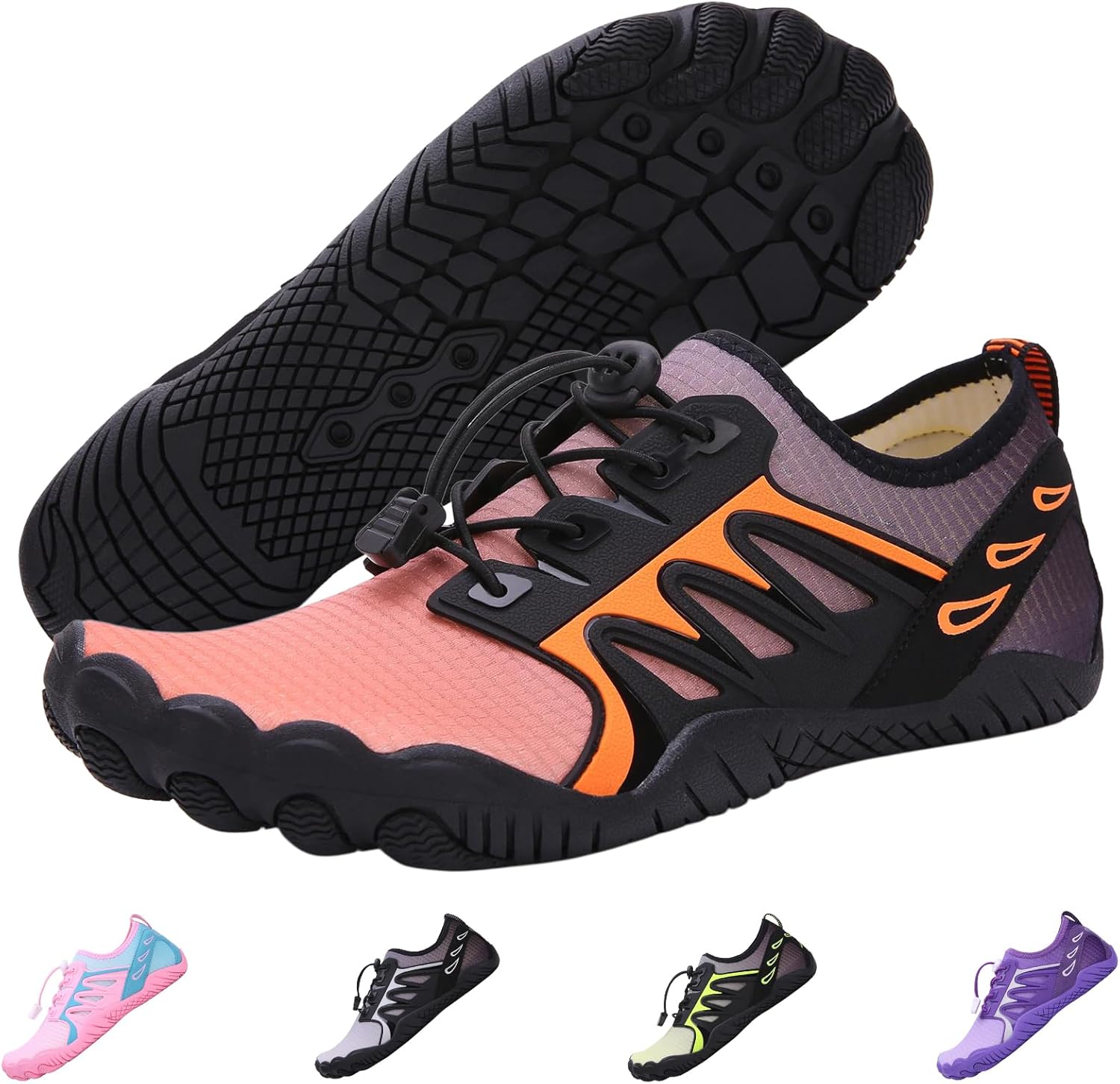 

Кроссовки для походов для женщин и мужчин, кроссовки для трейлраннинга, нескользящие дышащие походные ботинки, тренировочная обувь, водные обувь с широким носком Foehiex, черный