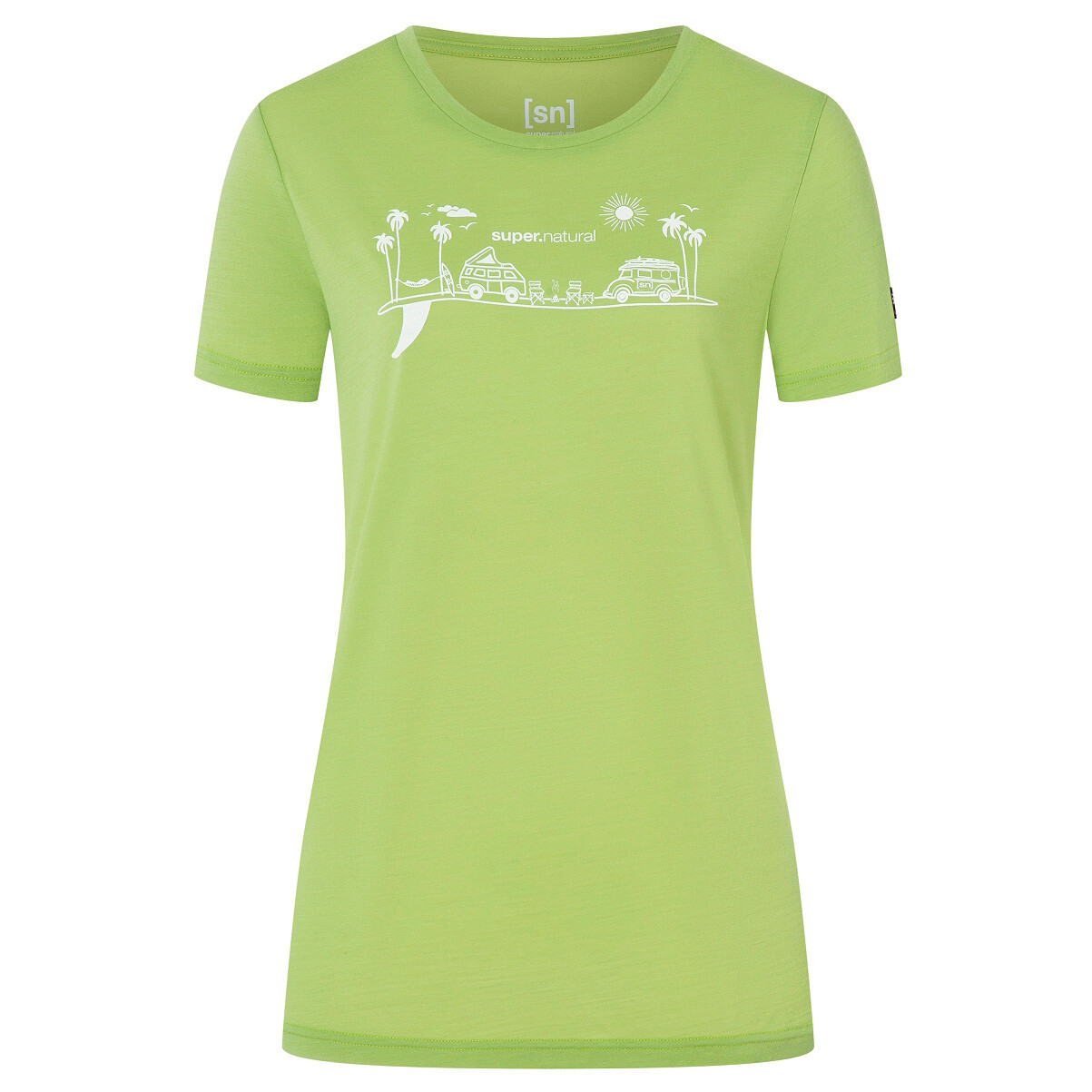 

Рубашка из мериноса Super Natural Women's All On Board Tee, цвет Leaf Green/Natural White, Зеленый, Рубашка из мериноса Super Natural Women's All On Board Tee, цвет Leaf Green/Natural White