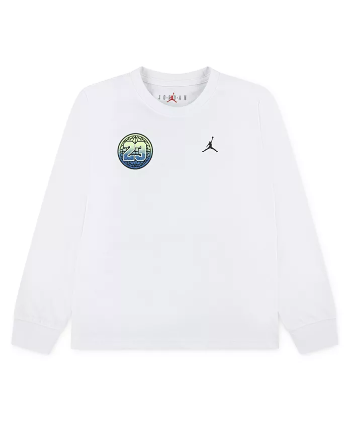 

Детская и мальчиковая футболка с длинным рукавом Jumpman Global Rise Jordan, белый