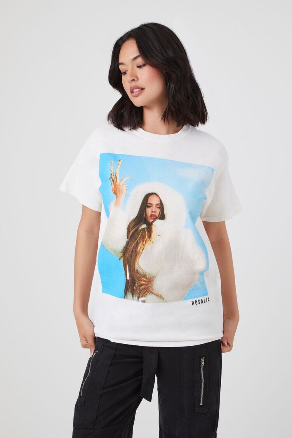 

Футболка оверсайз с рисунком Rosalia Forever 21, белый