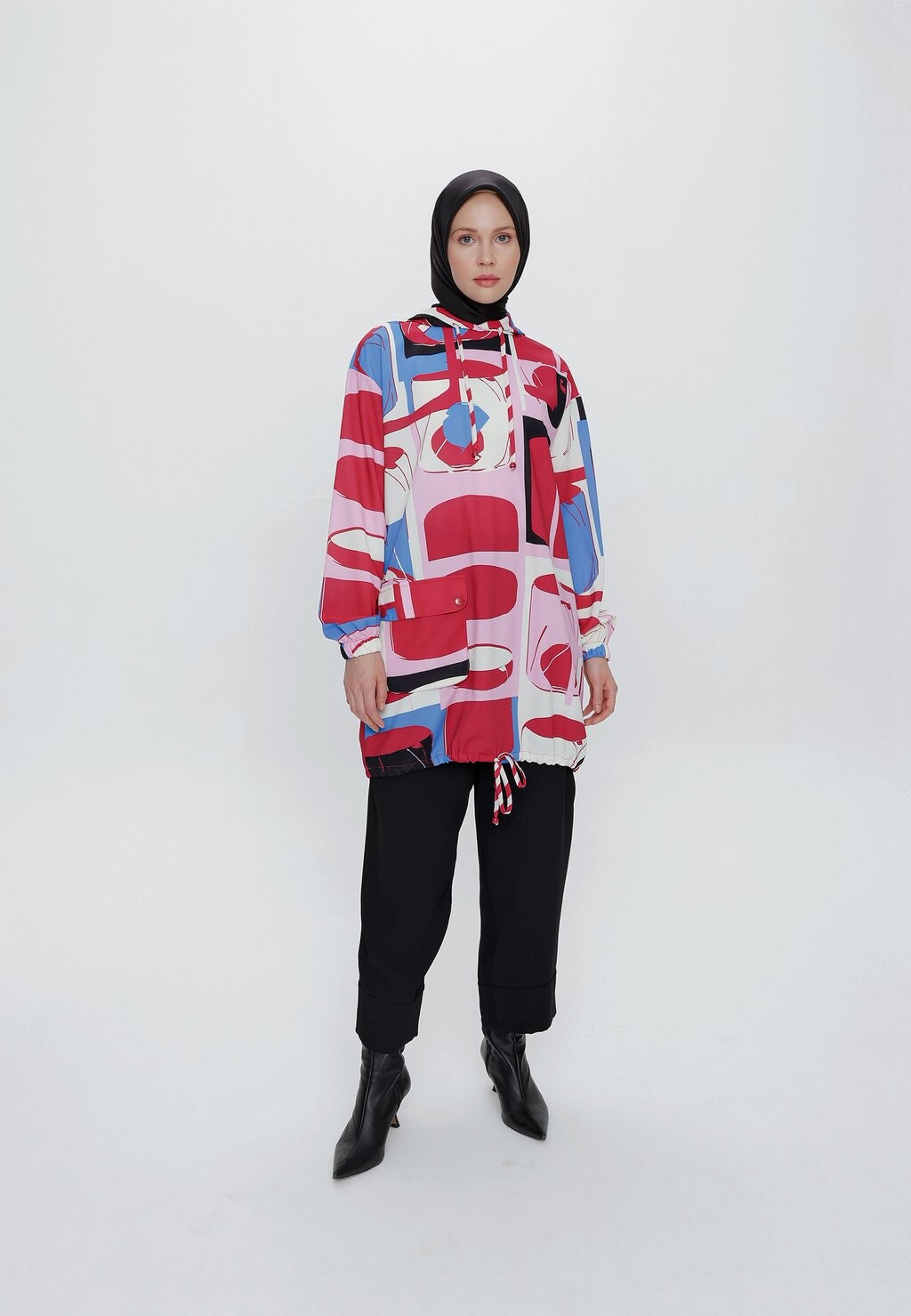 

Туника MODEST WIDE SLEEVE DETAILED BIG POCKET CARDIGAN Armine, красный