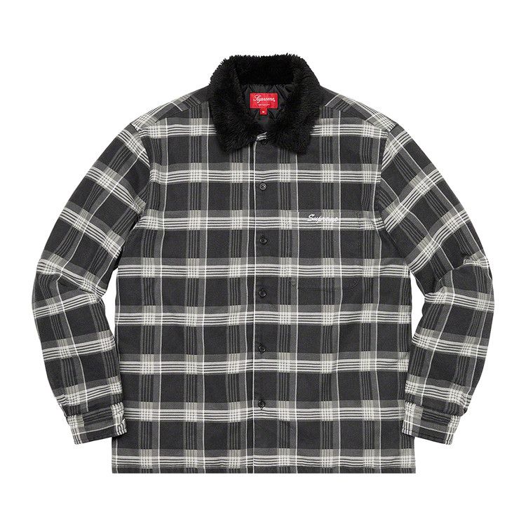 

Рубашка Supreme Faux Fur Collar Flannel Shirt, Black