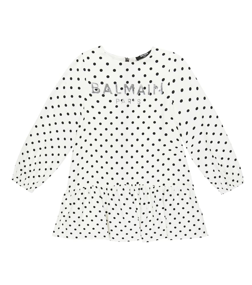 

Платье в горошек Logo Balmain Kids, 100ne-Bianco/Nero