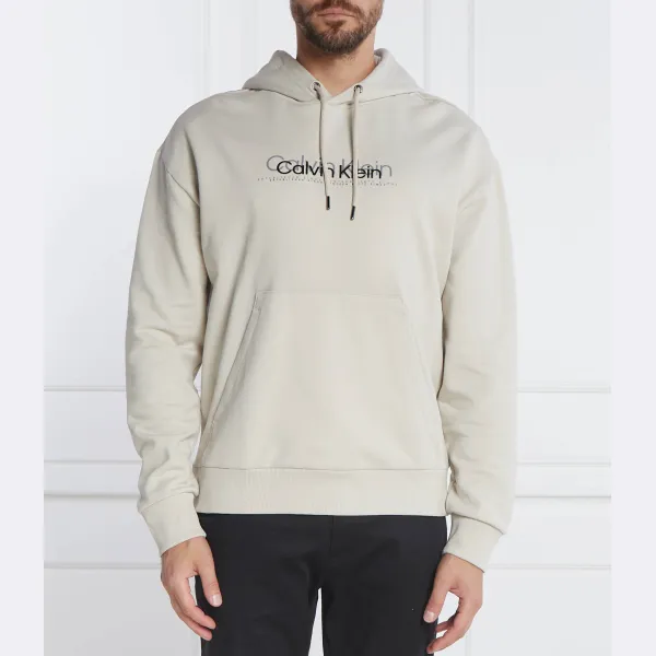 

Толстовка стандартного кроя из двойного флока с логотипом Calvin Klein, экрю