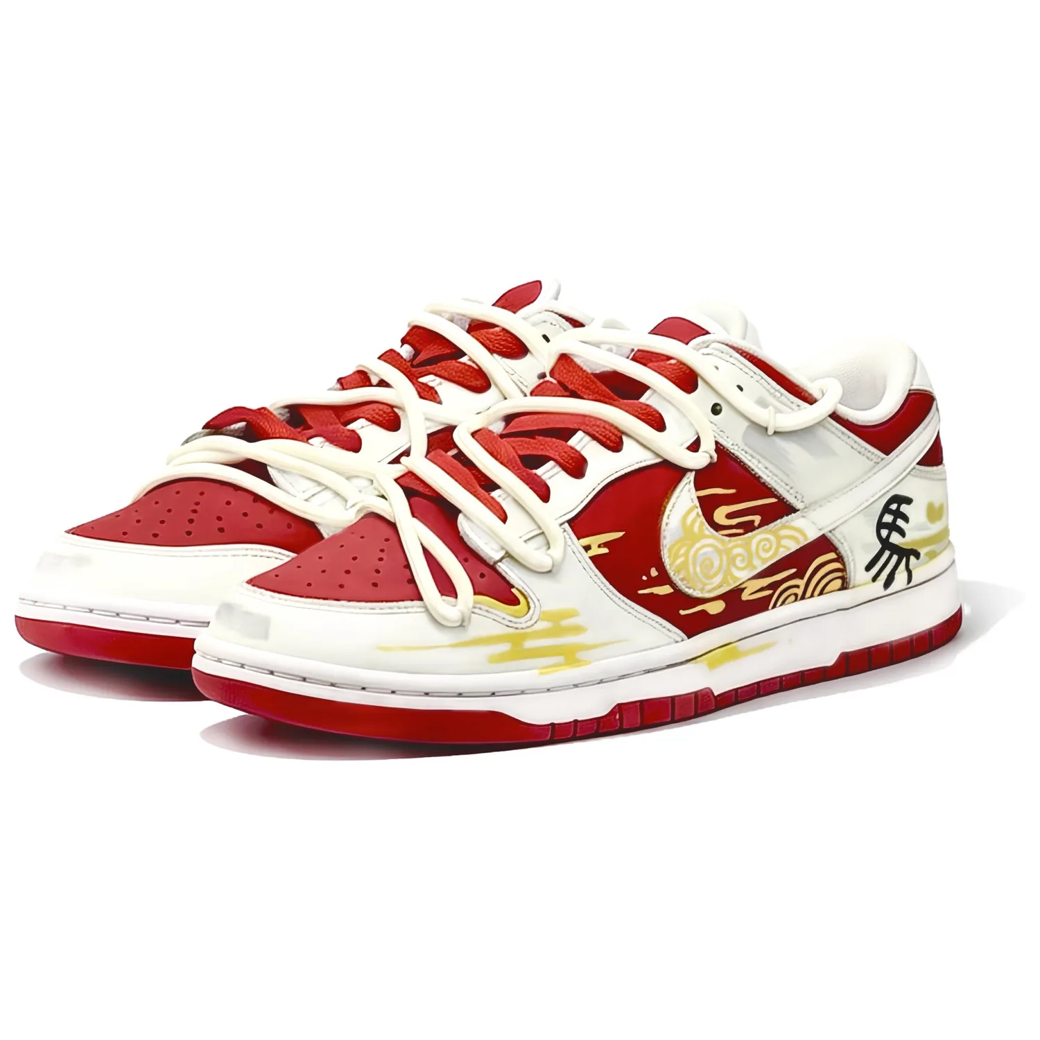 Nike Dunk New Year Gift, Year Of The Horse CNY Abrasion Resistant Low Top Skateboard Shoes Unisex Beige Yellow Red — фото 4
