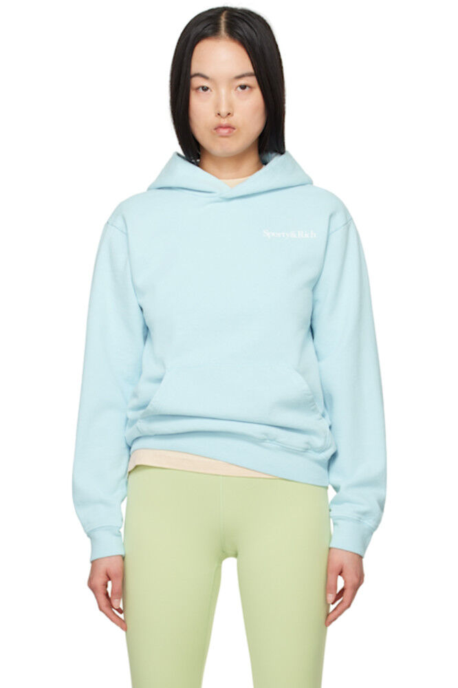 

Синяя толстовка с капюшоном «Ешьте больше овощей» Sporty & Rich