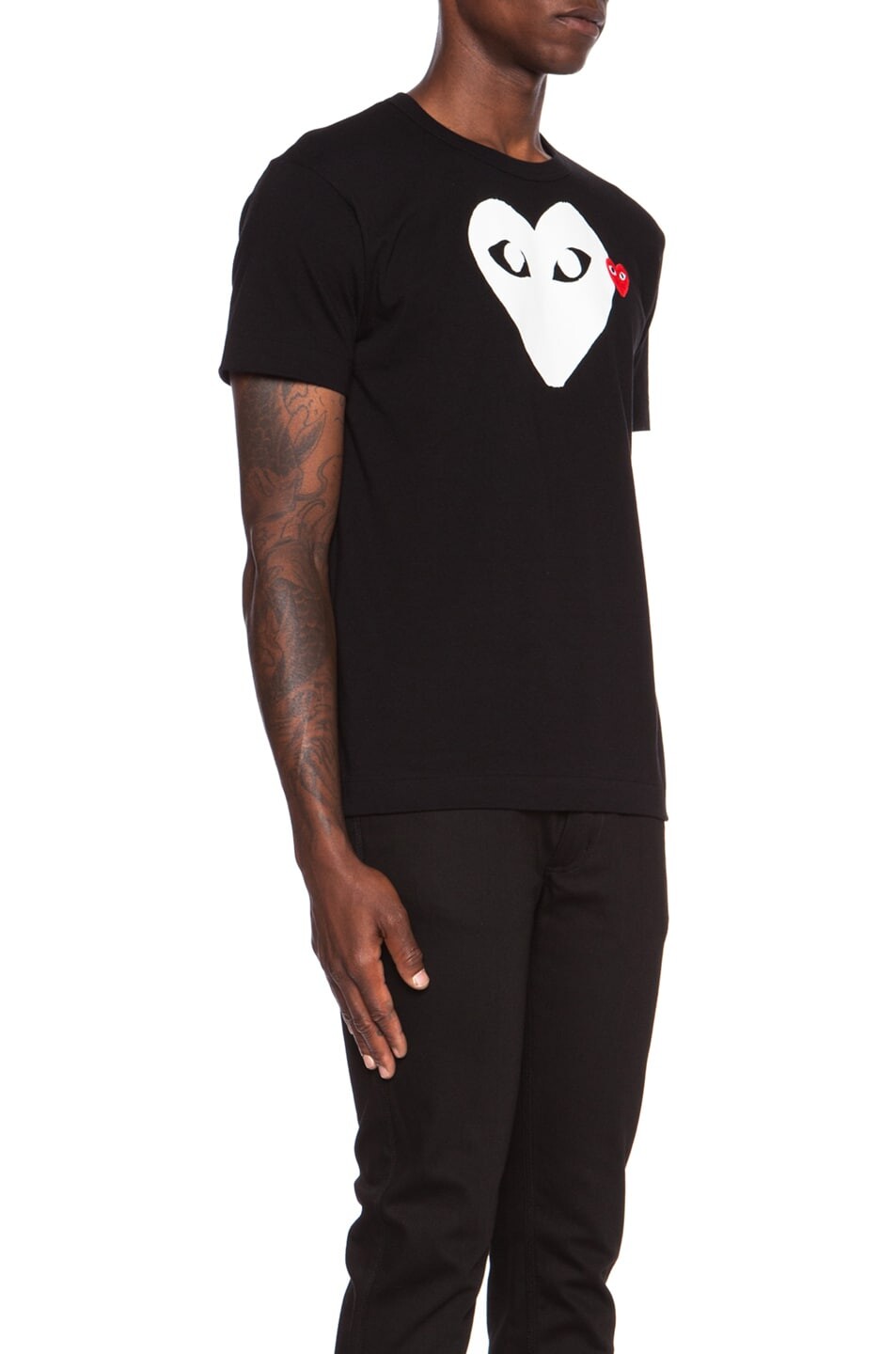 Хлопковая футболка с красной эмблемой Comme Des Garcons Play, черный — фото 3