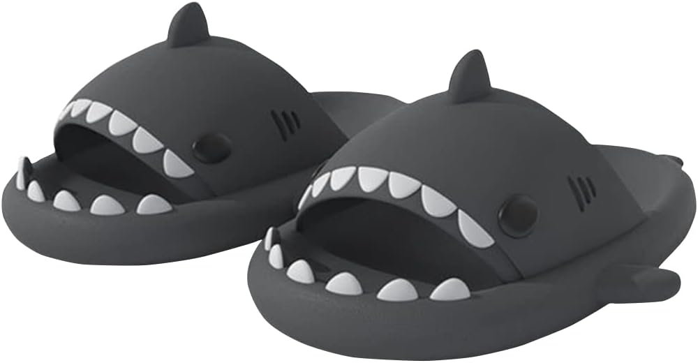 

Унисекс шлепанцы Cydmoty EVA с открытым носком в виде акулы, милые шлепанцы для женщин и мужчин, летние с легкой подошвой, повседневные пляжные сандалии, темно-серый
