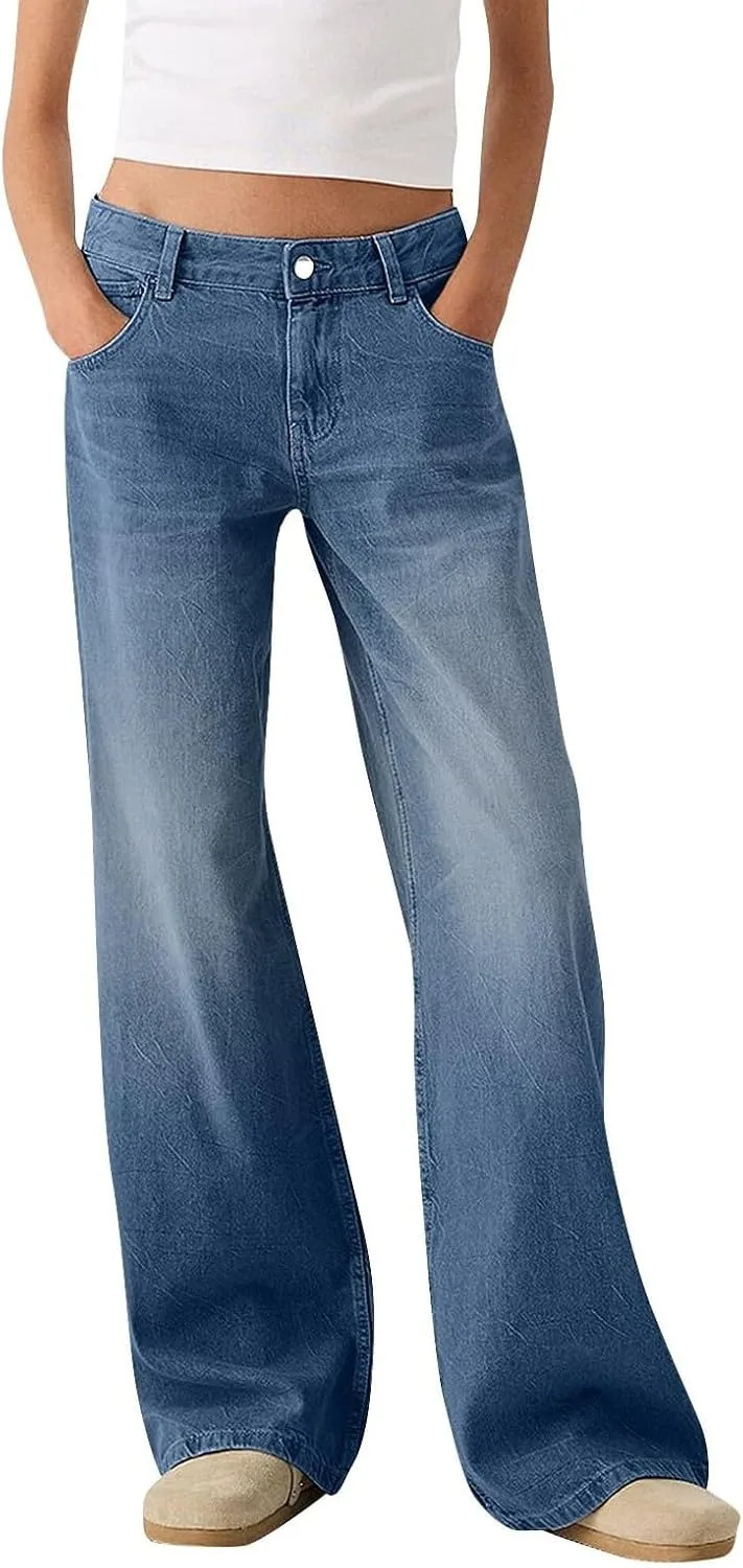 Женские джинсы baggy low rise wide leg boyfriend — фото 2
