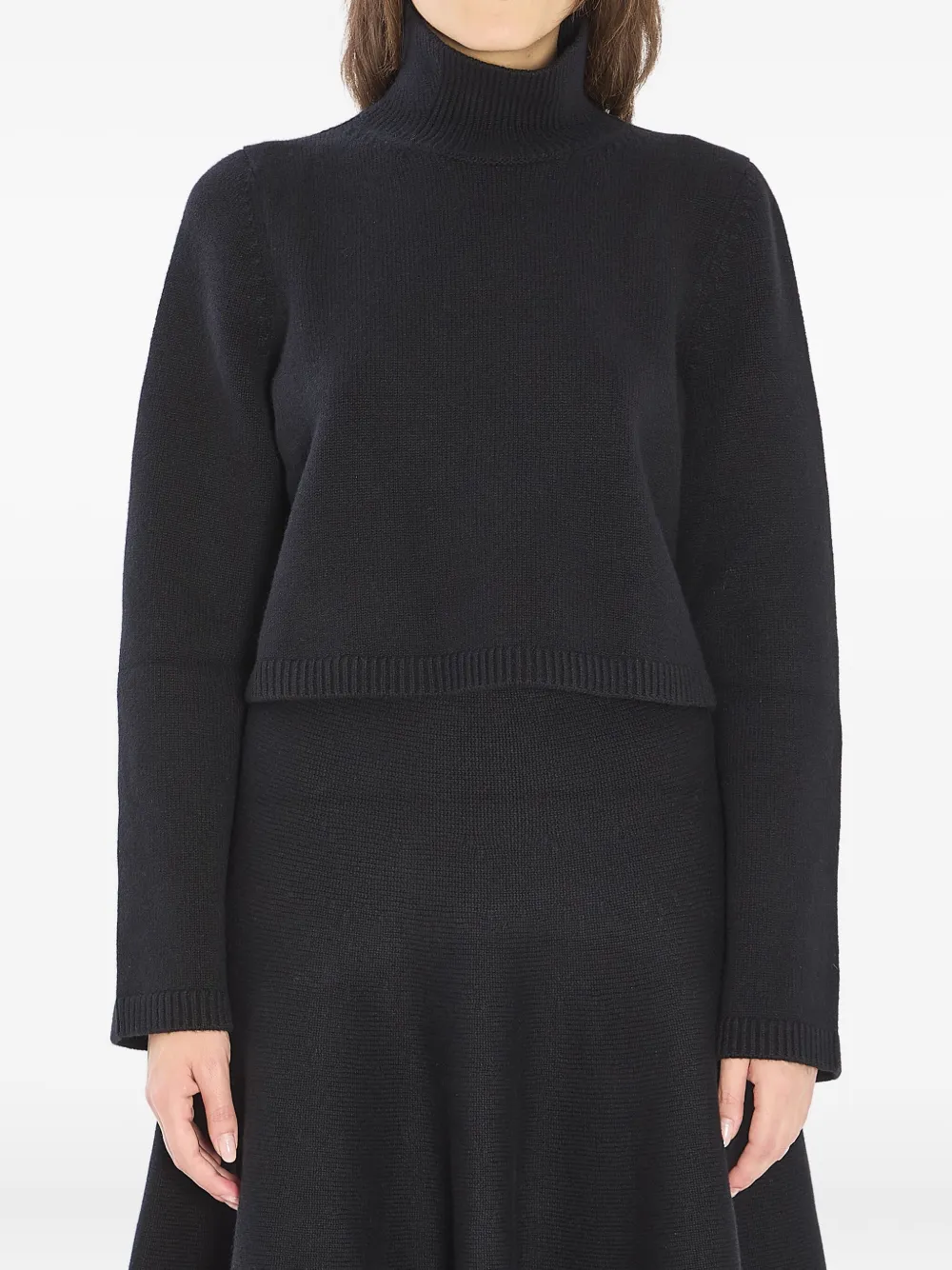 

Свитер из смеси шерсти и кашемира с высоким воротником Alaïa, черный