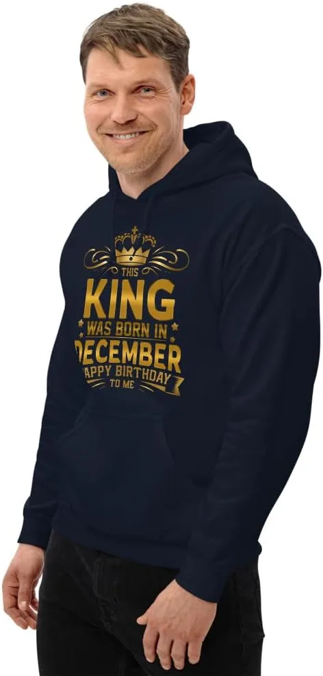 Толстовка Unisex This King Was Born In December Happy Birthday To Me, футболка Funny King of December Celebrate Your Birthday Generic, темно-синий — фото 3