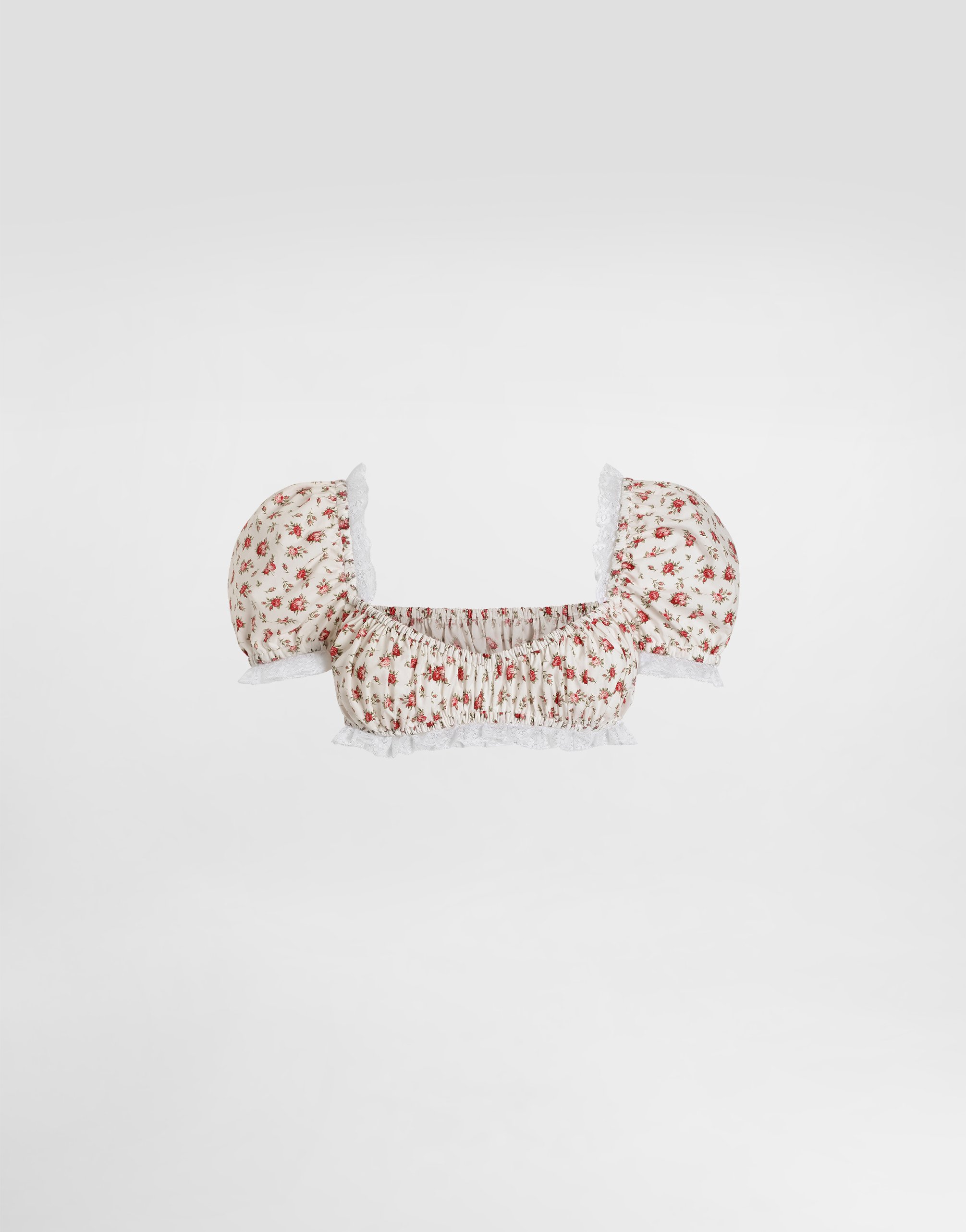 

Маленький топ из поплина с принтом в розы DOLCE & GABBANA, мультиколор