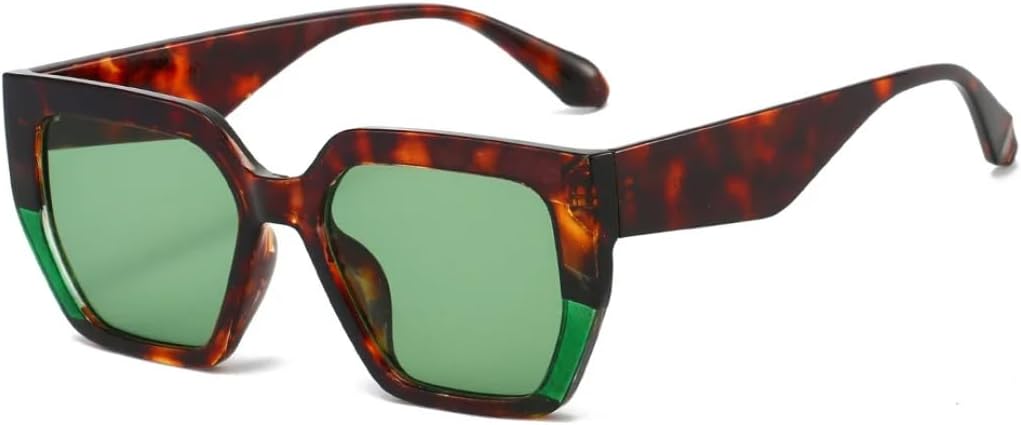 

Ретро квадратные солнцезащитные очки с леопардовым градиентом для женщин, контрастные, с толстой оправой, модный тренд, мужские солнцезащитные очки UV400 UATXTAU, Leopard Green