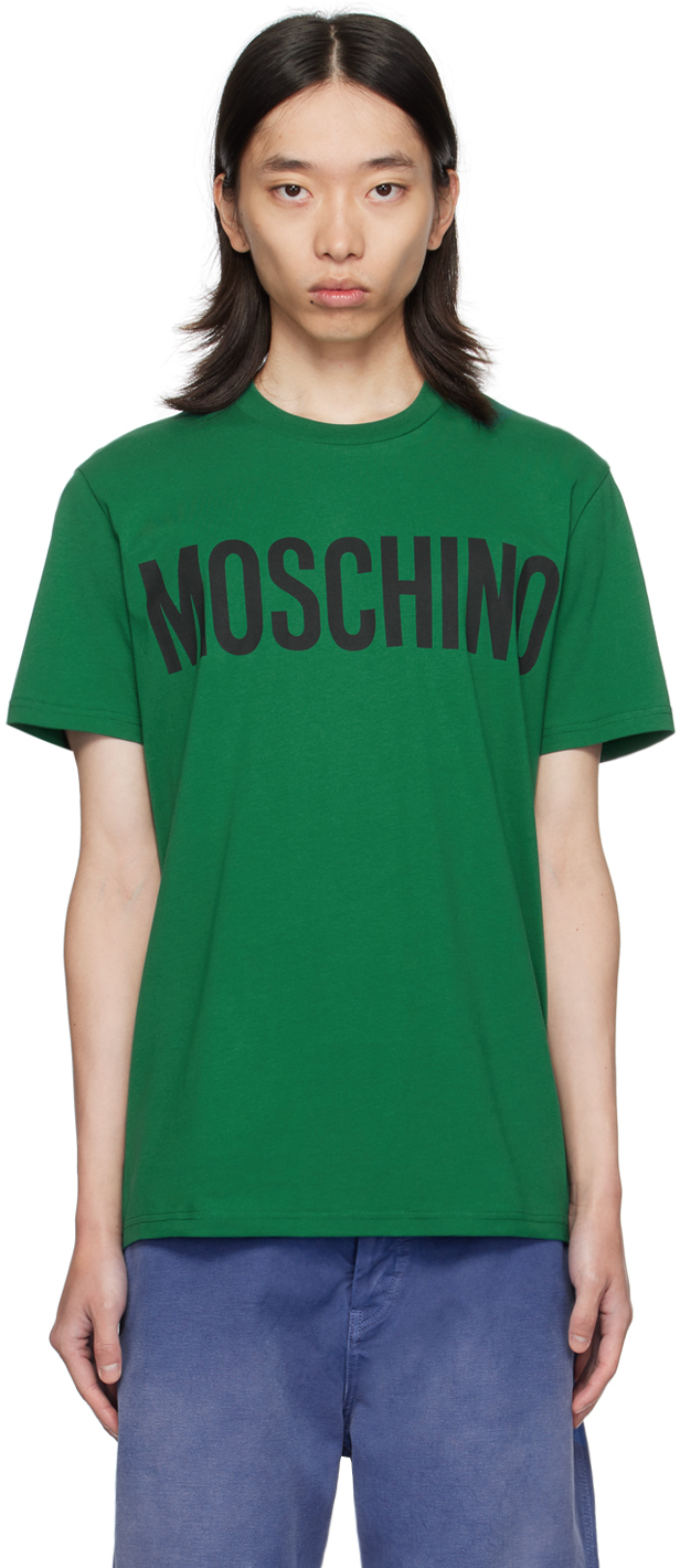 

Зеленая футболка с логотипом Moschino