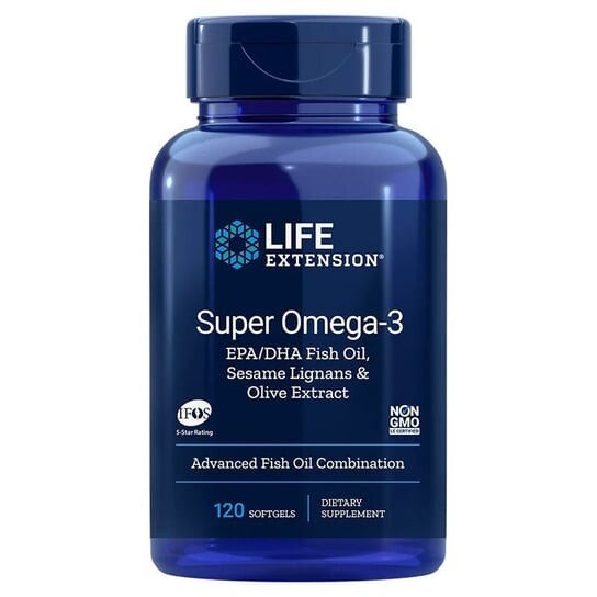 

Life Extension, Super Omega-3 Epa/Dha с лигнанами кунжута и экстрактом оливковых фруктов, 120 капсул