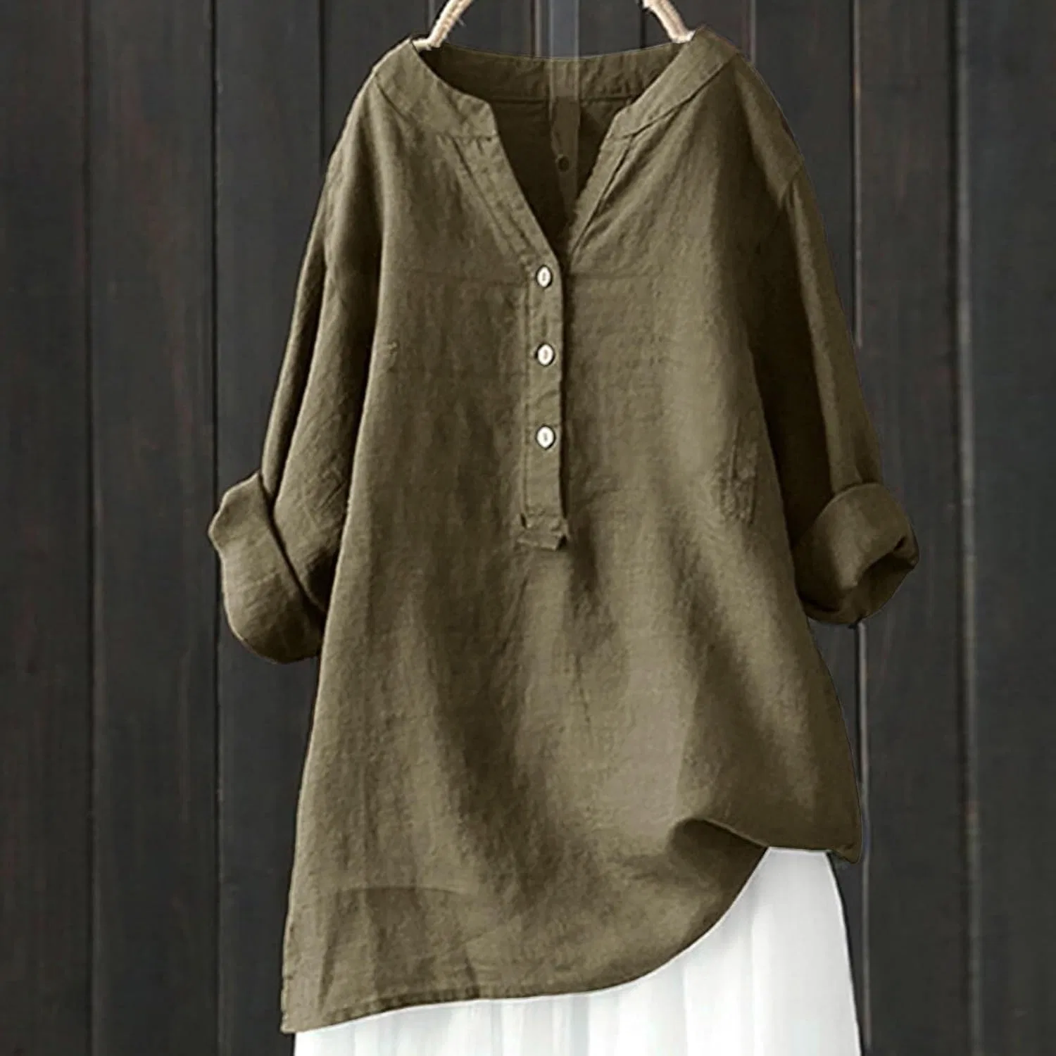 Блуза свободного кроя Button-Down Shirt, светло-синий — фото 2