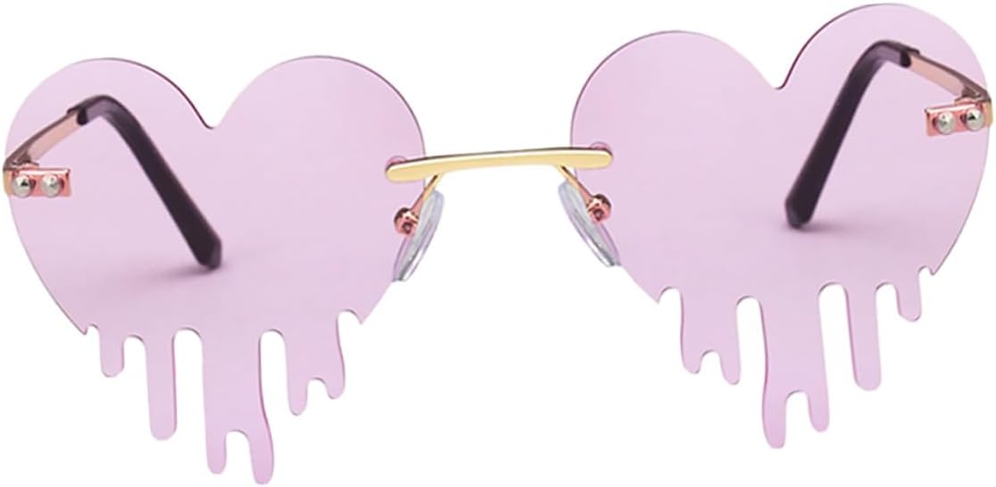 

Женские солнцезащитные очки без оправы в форме сердца, с фиолетовым дизайном в виде капель, модные очки для вечеринок и пляжа, легкий аксессуар с защитой от УФ-излучения PACKOVE