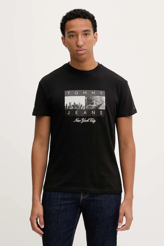 

Хлопковая футболка Tommy Jeans, черный