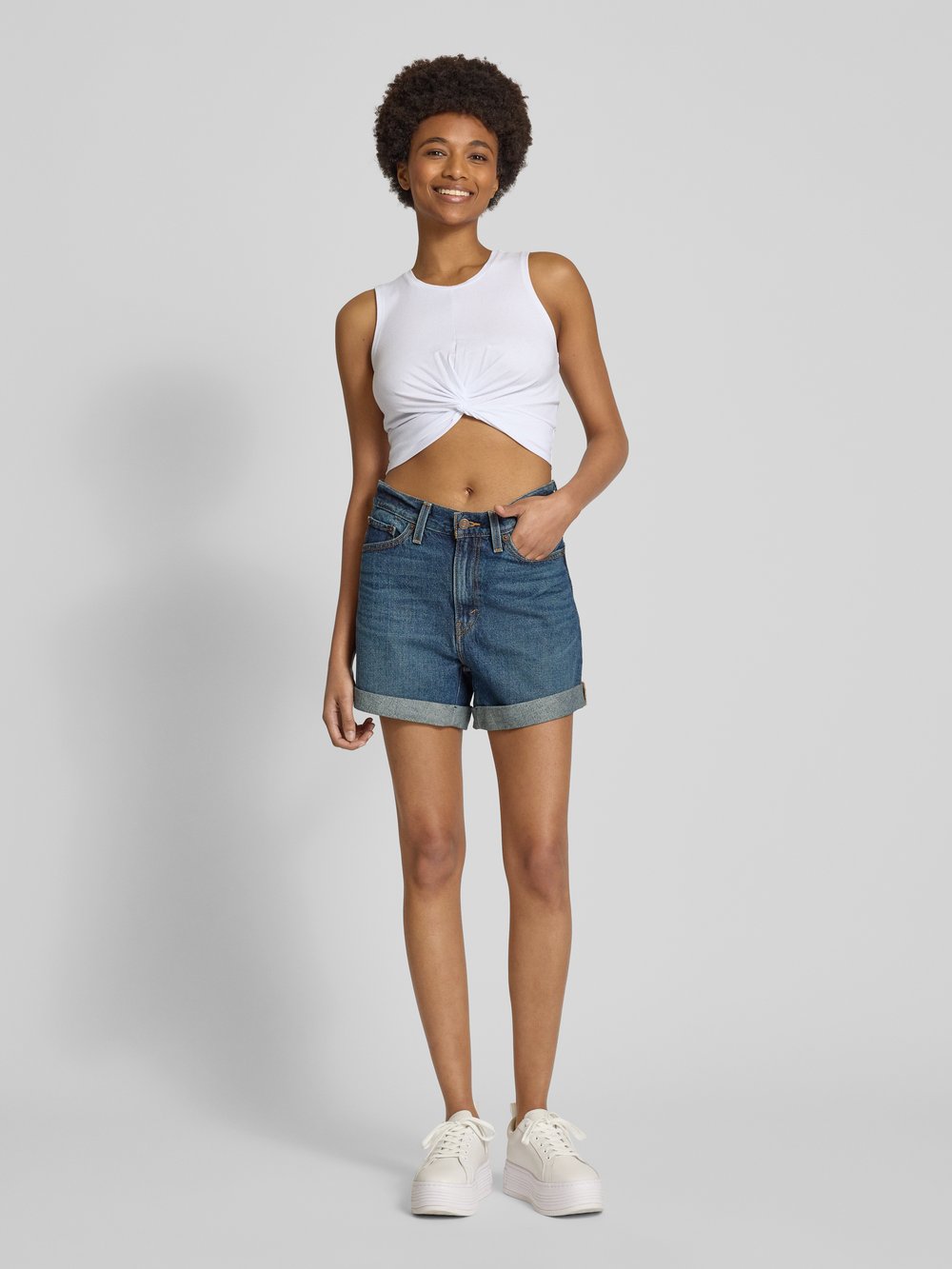 

Джинсовые шорты Mom fit с карманами Levi's 300, темно-синий