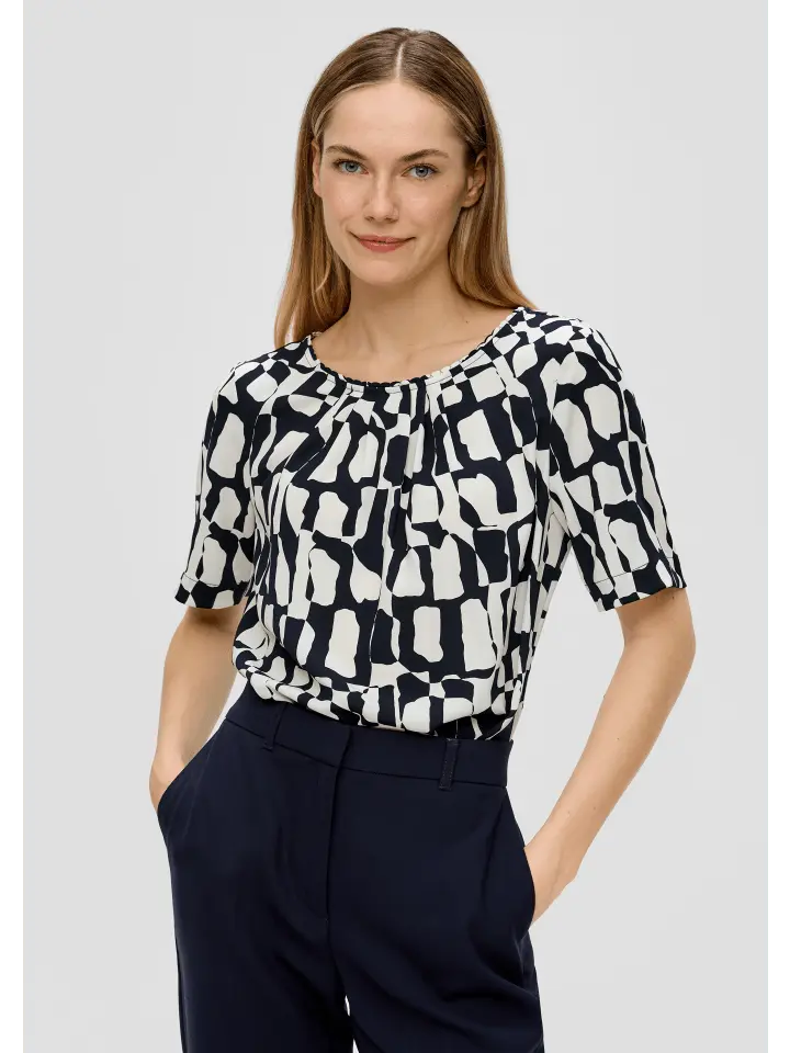 

Блуза sOliver BLACK LABEL kurzarm, цвет blau-weiß