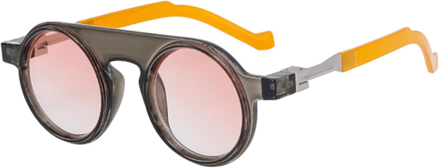 

bullabulling Модные круглые солнцезащитные очки в стиле ретро-панк с градиентным переходом, защита от ультрафиолета UV400, женские и мужские, модные солнцезащитные очки в стиле хиппи, C4