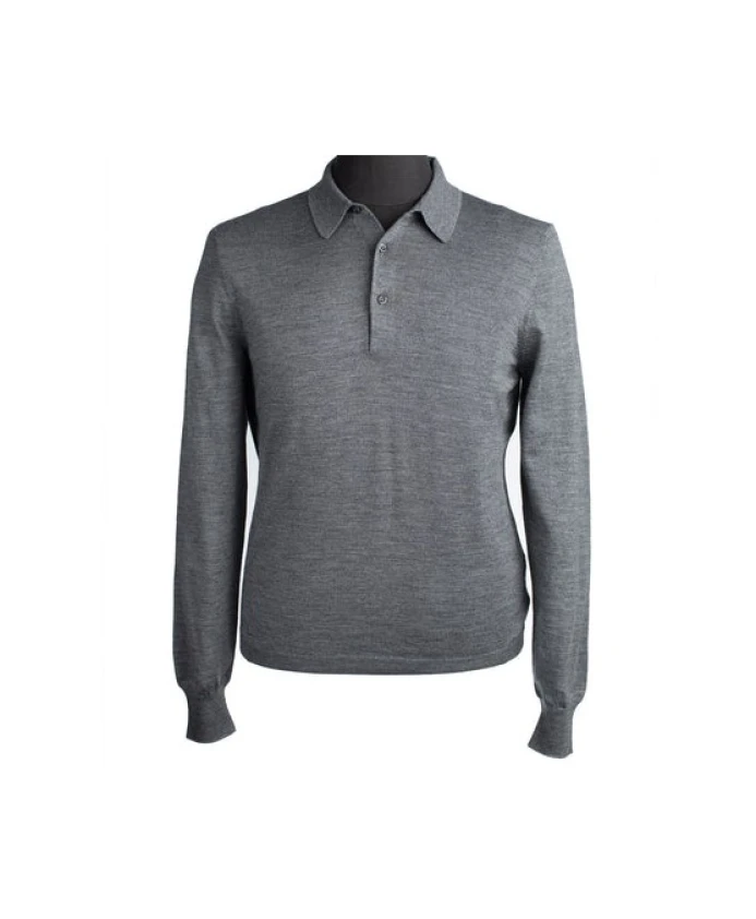 

Серый поло-свитер с ребристой отделкой Gran Sasso, серый