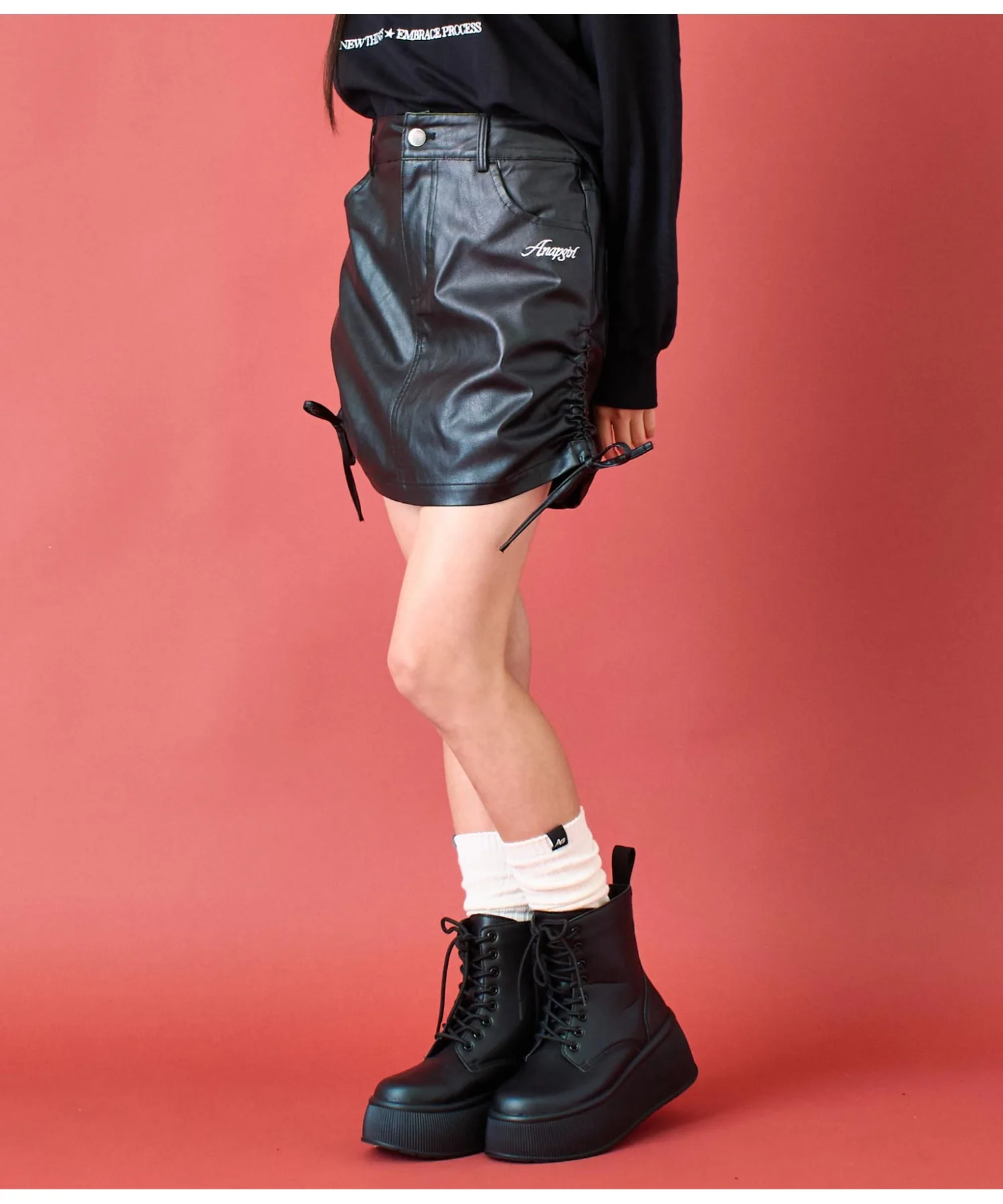 Детская мини-юбка ANAP GiRL из искусственной кожи с рюшами — фото 3
