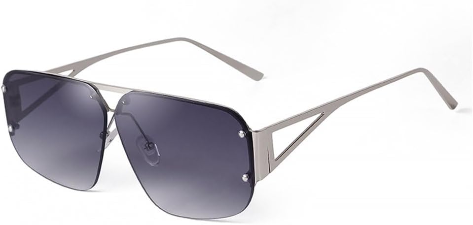 

Модные металлические полуободковые солнцезащитные очки для женщин и мужчин, для вождения, большие солнцезащитные очки для мужчин с защитой от УФ-излучения UV400 TYUVIVO, C2