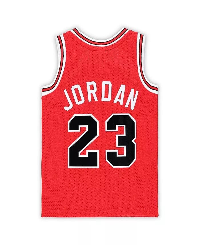 Аутентичная майка Swingman Red Chicago Bulls Hardwood Classics 1984/85 с Майклом Джорданом для дошкольников Mitchell & Ness, красный — фото 2