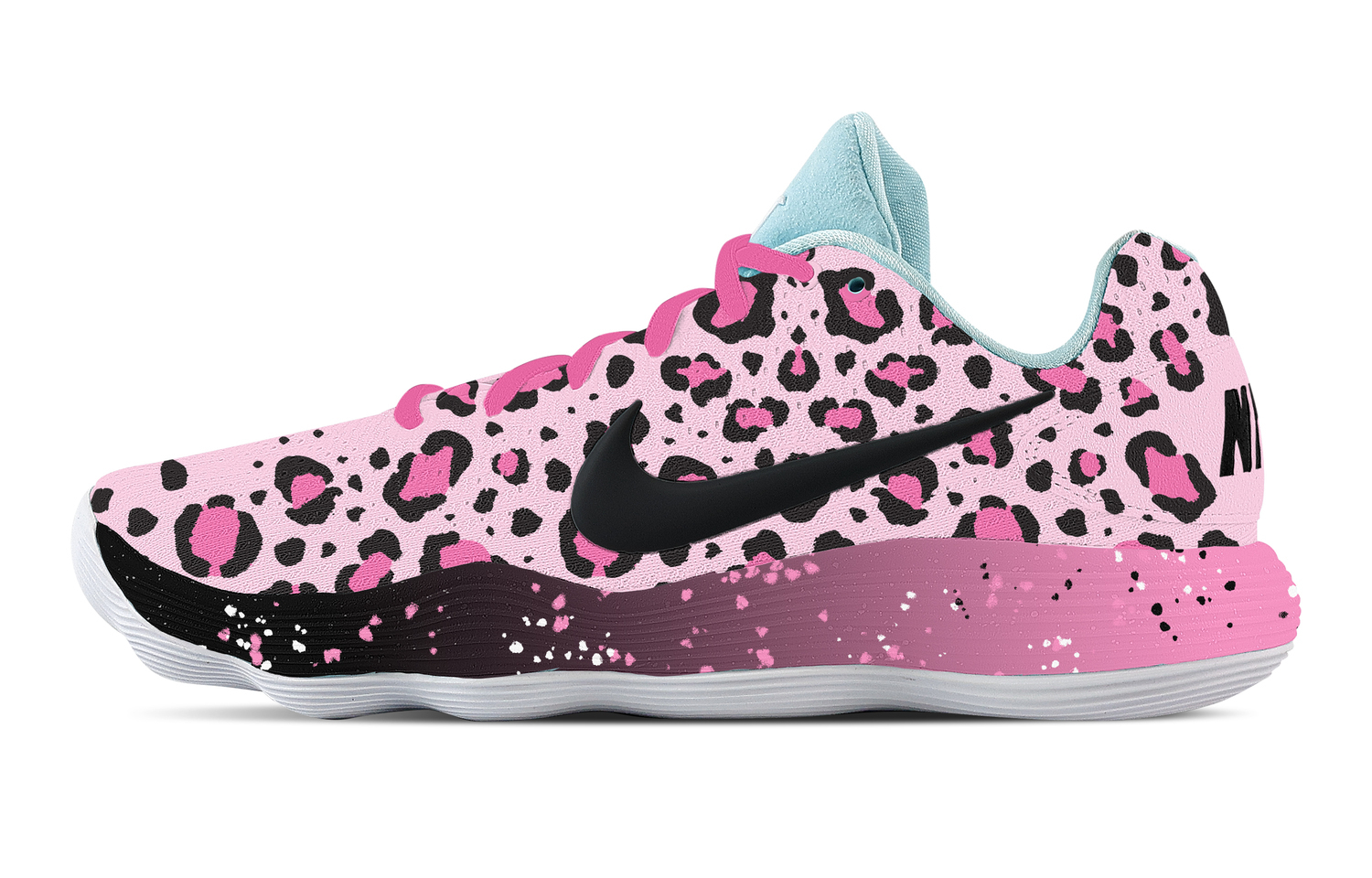 

Nike Гиперданк 2017 расцветка "тропический леопард" амортизация поддержка фиксация низкие баскетбольные кроссовки мужские black pink