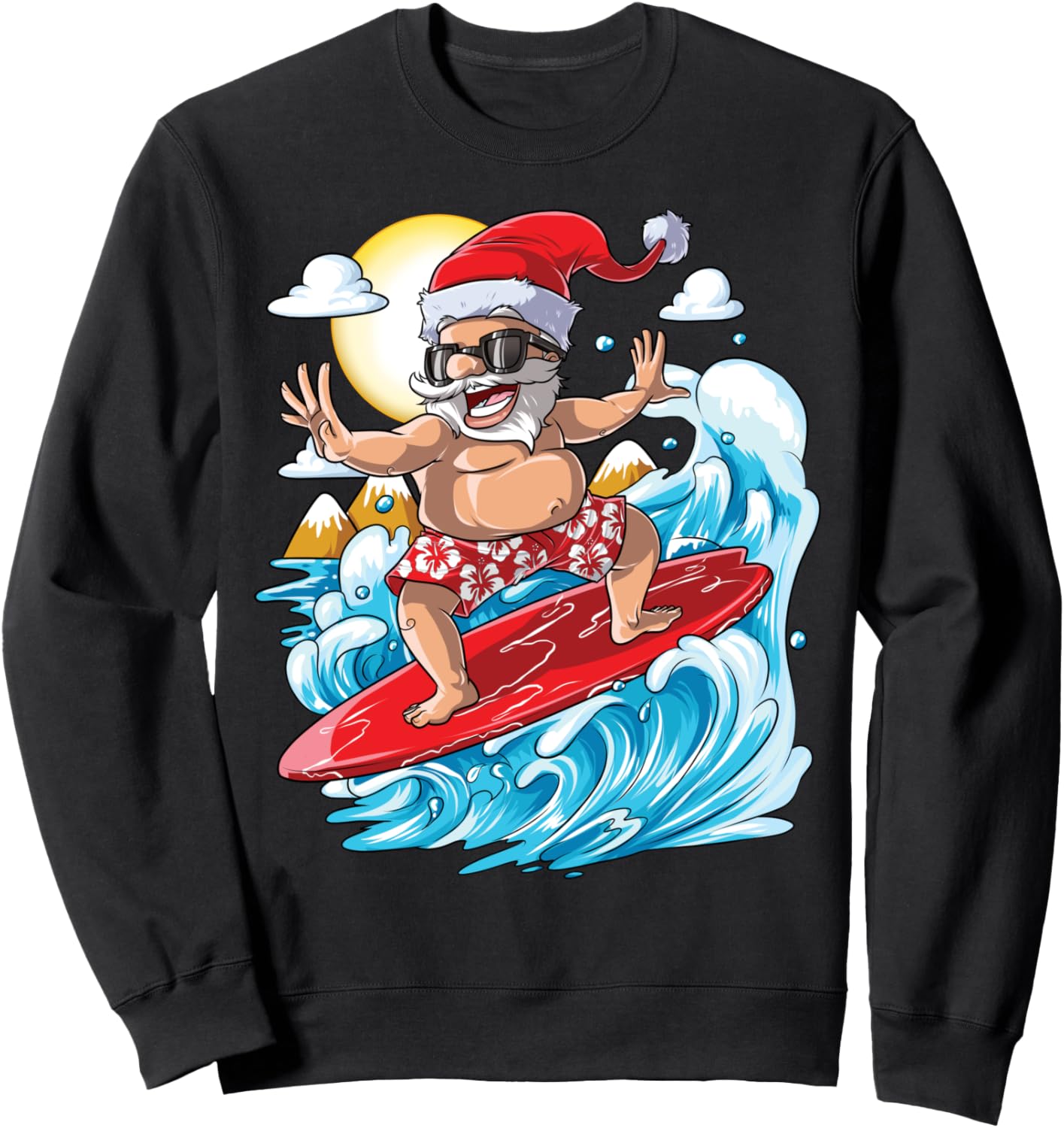 

Рождественская толстовка в июле с изображением Санты и гавайского серфинга для мужчин Like Christmas In July, черный