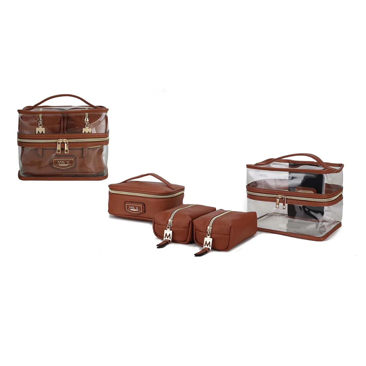 Набор прозрачных косметичек Emma от Mia K MKF Collection By Mia K, Cognac