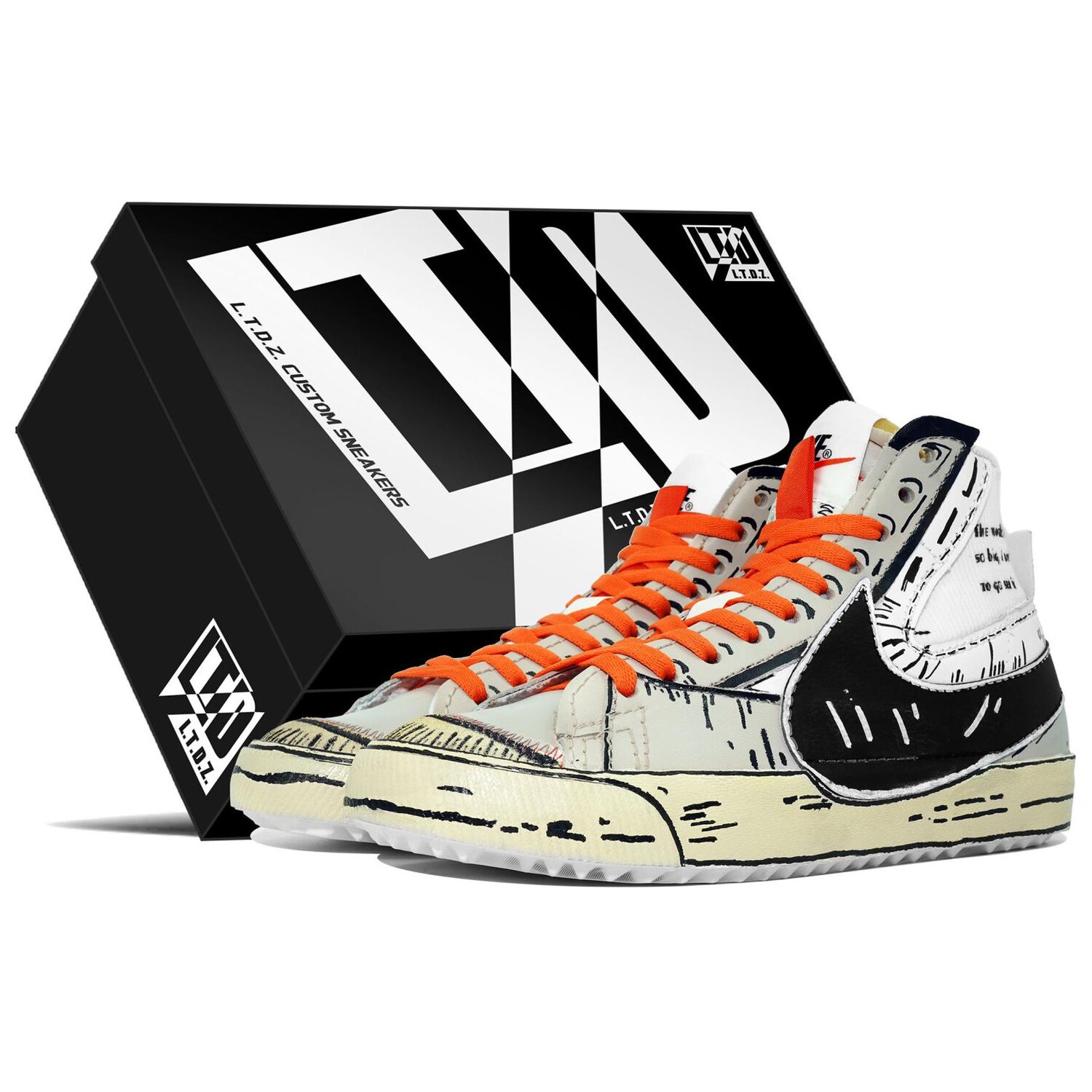 

Кроссовки Nike Blazer Skateboarding Shoes Unisex Mid-top Orange/black/white, белый